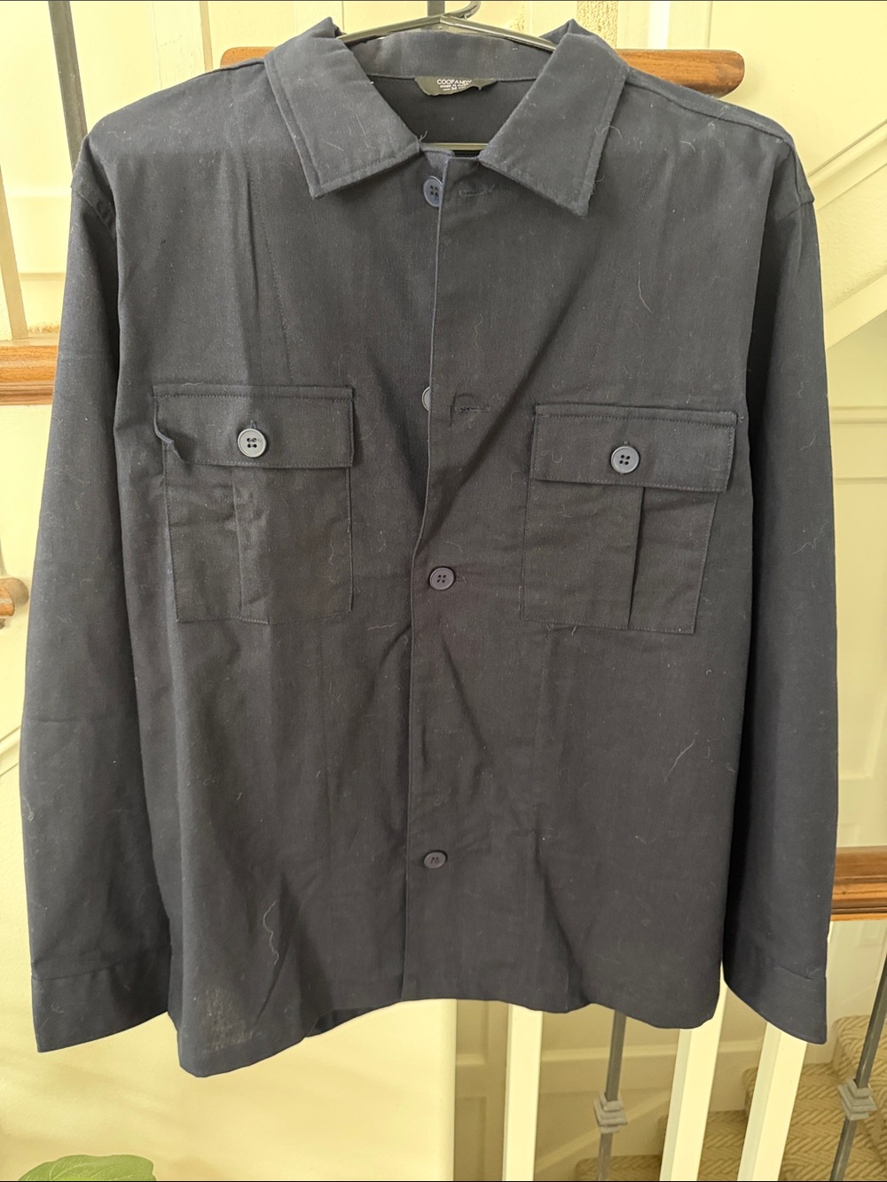 Men's Mavy Blue Button-Up Field Jacket